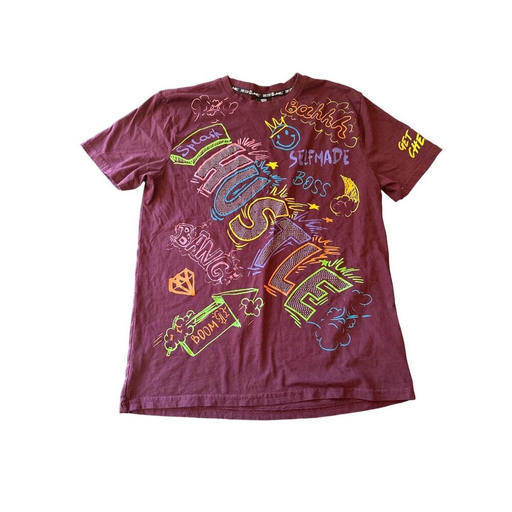 Switch Remarkable Burgundy Graffiti Hustle T Shirt Size‎ X Large